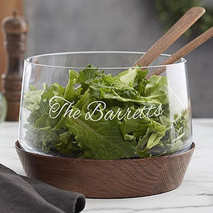 Engraved Glass Salad Bowl - Magnus