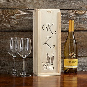 Personalized Logo Wood Wine Box  - 24050
