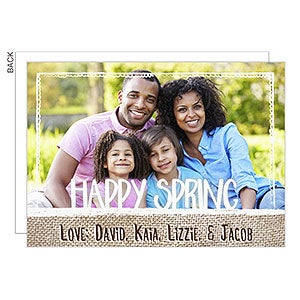 Burlap Spring Photo Card - Set of 5