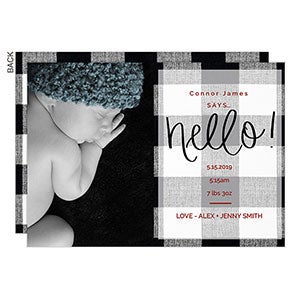 Buffalo Check Birth Announcement - Premium - Set of 5