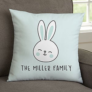 Easter Bunny Family Personalized Velvet Throw Pillow - 14-inch