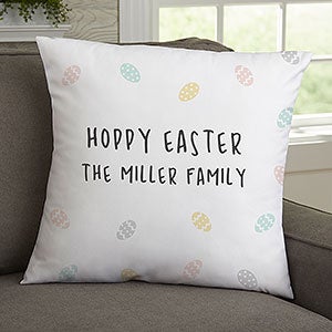 Bunny Family Personalized Velvet Easter Throw Pillow - 18-inch
