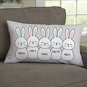 Bunny Family Personalized Easter Lumbar Velvet Throw Pillow
