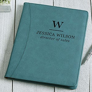 Initial Monogram Personalized Full Pad Portfolio - Teal