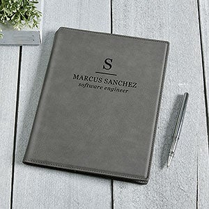 Initial Monogram Personalized Junior Padfolio - Charcoal