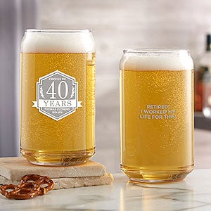 Retirement Personalized 16 oz Beer Can Glass