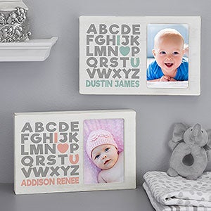 Alphabet Message Personalized Whitewashed Box Picture Frame