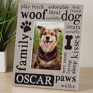 Happy Dog Personalized Picture Frame - Vertical