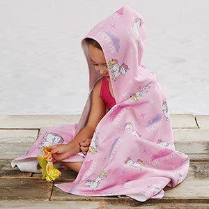 Unicorn Adventure Personalized Kids Hooded Beach & Pool Towel