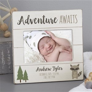 Woodland Adventure Raccoon Personalized Shiplap Frame