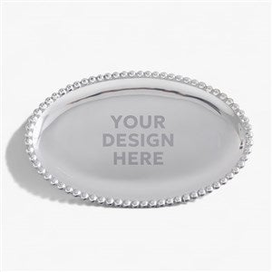 Mariposa String of Pearls Personalized Logo Oval Serving Tray  - 24276