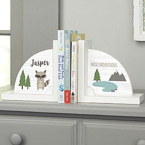 Woodland Adventure Raccoon Personalized Bookends