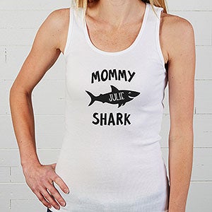 Personalized Mommy Shark Tank Top - Large (8-10) - White