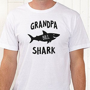 Personalized Grandpa Shark T-Shirt - Adult Small - Light Gray