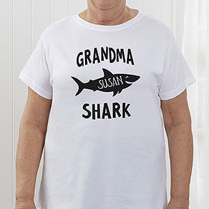 Personalized Grandma Shark Fitted T-Shirt - Ladies Large - Black