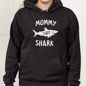 Personalized Mommy Shark Hooded Sweatshirt - Adult X-Large - Black