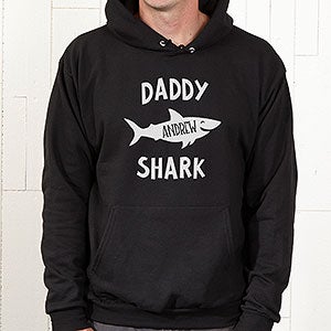 Personalized Daddy Shark Hooded Sweatshirt - Adult Small - Black