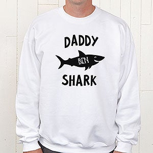 Personalized Daddy Shark Crewneck Sweatshirt - Adult Large - White