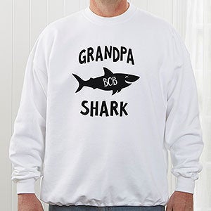 Personalized Grandpa Shark Crewneck Sweatshirt - Adult Medium - White