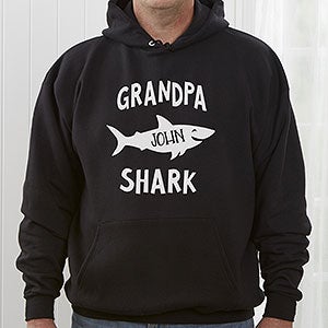 Personalized Grandpa Shark Hooded Sweatshirt - Adult Large - Black