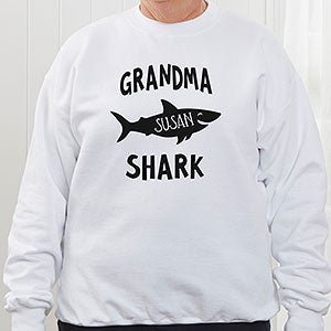 Personalized Grandma Shark Crewneck Sweatshirt - Adult Medium - White