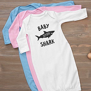 Baby Shark Personalized Baby Gown - Layette - Light Blue