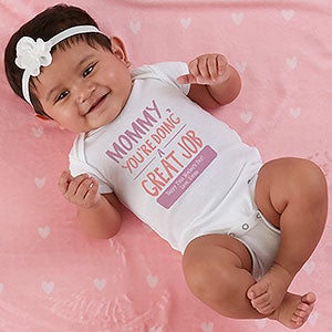 Mommy, You're Doing A Great Job Personalized Baby Bodysuit - Infant 12 Months - Grey