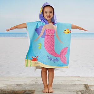 Personalized Mermaid Towel for Kids Under the Sea Bathroom Decor 