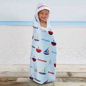 Water World Personalized Kids Hooded Beach & Pool Towel