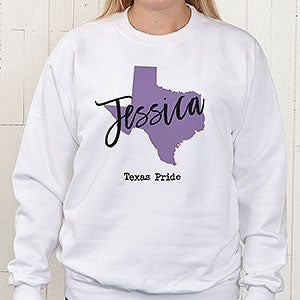 State Pride Personalized Adult White Crewneck Sweatshirt - Adult Small - White