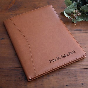 Executive Tan Leather Personalized Portfolio