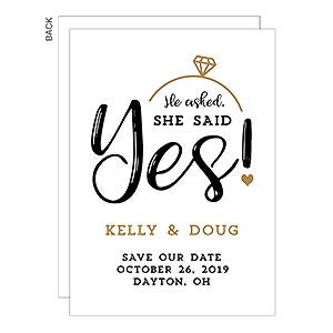 She Said Yes Save the Date Cards - Premium - Set of 5