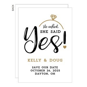 She Said Yes Save the Date Cards - Premium - Set of 5