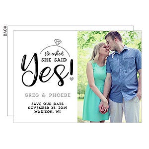 She Said Yes Save the Date Photo Cards - Premium - Set of 5