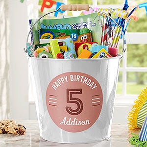 Birthday Bucket Personalized White Metal Bucket for Kids