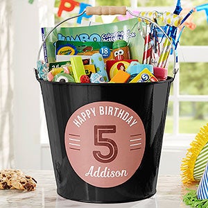 Birthday Bucket Personalized Black Metal Bucket for Kids