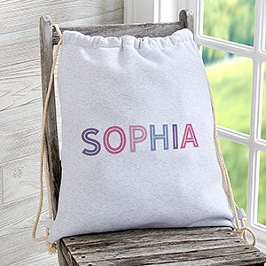 Girl's Colorful Name Personalized Sweatshirt Drawstring Bag