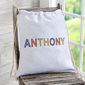 Boy's Colorful Name Personalized Sweatshirt Drawstring Bag