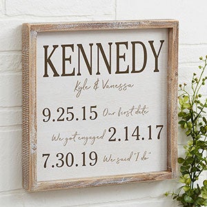 Eventful Family Dates Personalized Barnwood Frame Wall Art - 12x12