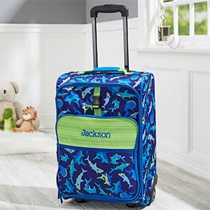 All Over Shark Print Personalized Kids Luggage by Stephen Joseph