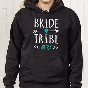 Personalized Bride Tribe Hooded Sweatshirt - Adult Large - Black