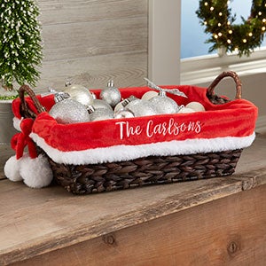 Santa Embroidered Christmas Basket Liner
