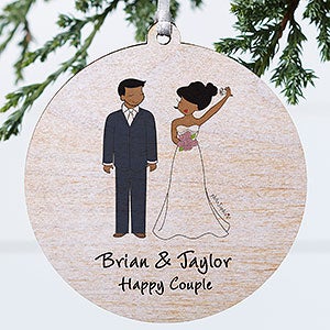 Wedding Couple philoSophie's Personalized Ornament - 1 Sided Wood