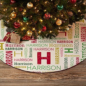 Repeating Name Personalized Christmas Tree Skirt
