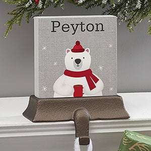 Wintry Cheer Polar Bear Personalized Stocking Holder