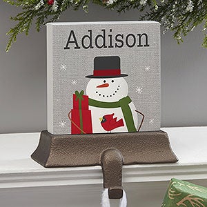 Wintry Cheer Snowman Personalized Stocking Holder