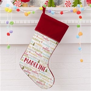 Whimsical Winter Personalized Burgundy Christmas Stocking