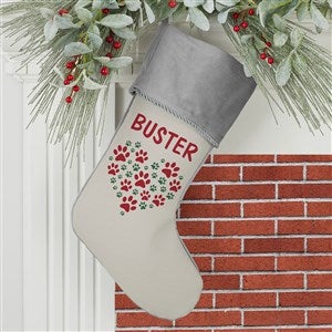 Paws On My Heart Personalized Grey Christmas Stocking