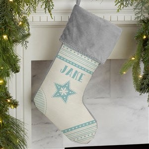 Nordic Noel Personalized Grey Christmas Stocking
