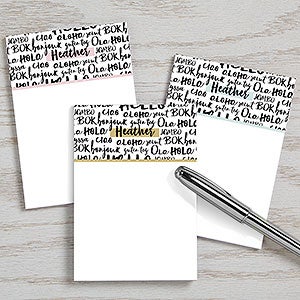 Around The World Hello Personalized Mini Notepads - Set of 3
